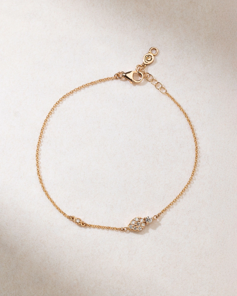 18K Rose Gold Bracelet with Pear Shaped Charm and Diamonds