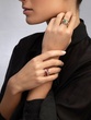 18K Rose Gold Multiple Bands Ring with Emeralds and Diamonds