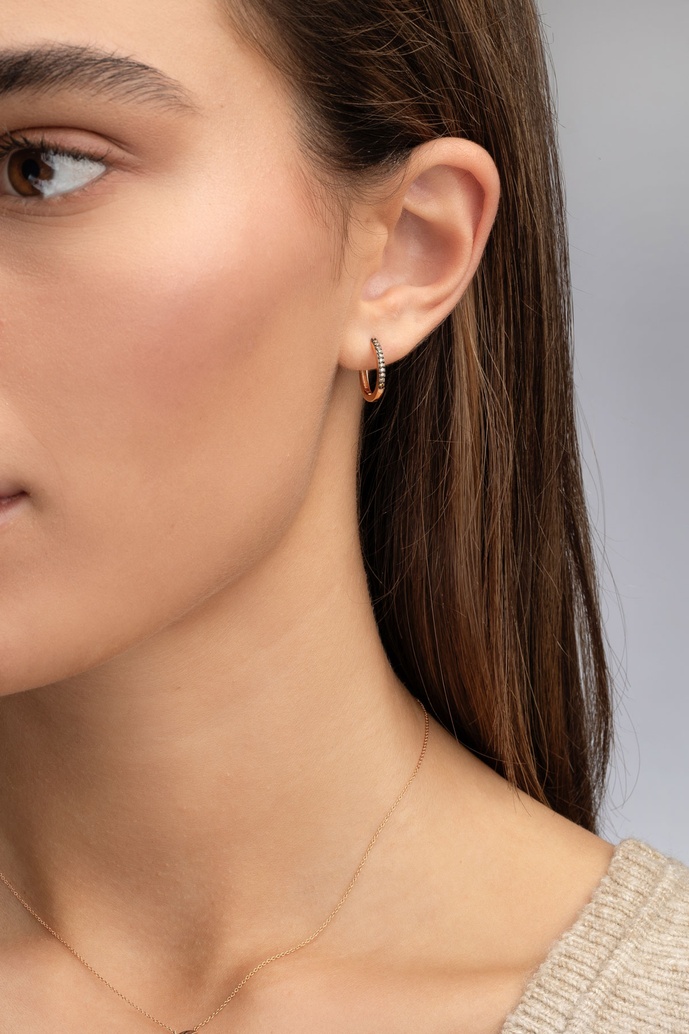 18K Rose Gold Chocolate Diamond Hoops