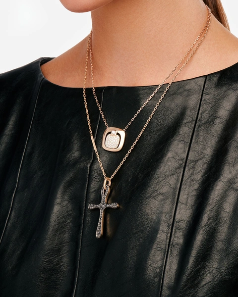 Cross in 18K Rose Gold with Black Brilliant-Cut Diamonds