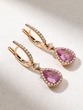 18K Rose Gold Drop Earrings with Diamonds and Pear Shaped Pink Sapphires