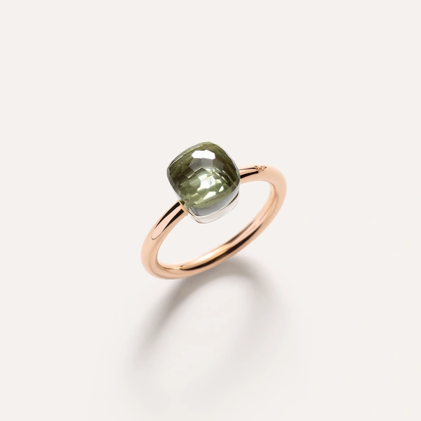 Nudo Petit Δαχτυλίδι σε Ροζ Χρυσό και Λευκόχρυσο Κ18 με Πρασιολίτη
