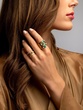 18K Yellow Gold Ring with Oval Emeralds and Diamonds - Image 3