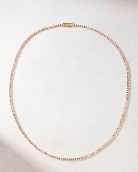 18K Rose Gold Tennis Necklace with Diamonds