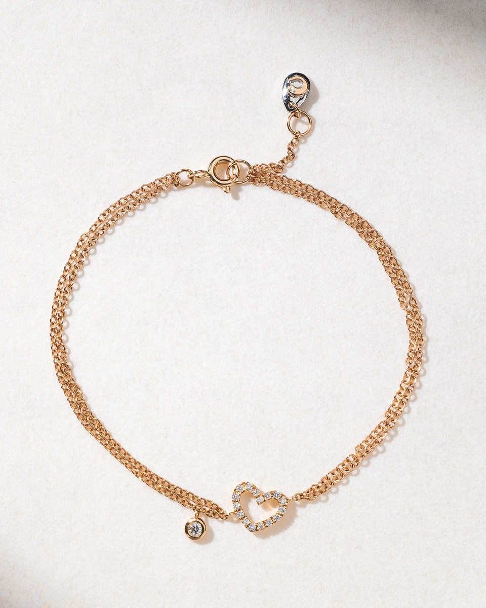 18Κ Rose Gold Bracelet with Diamond Heart