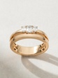 18K Rose Gold Ring with Double Band and Three Emerald cut Diamonds