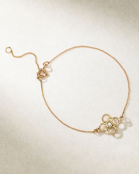 18K Rose Gold Bracelet with Cross Pendant, Diamond and Sapphire