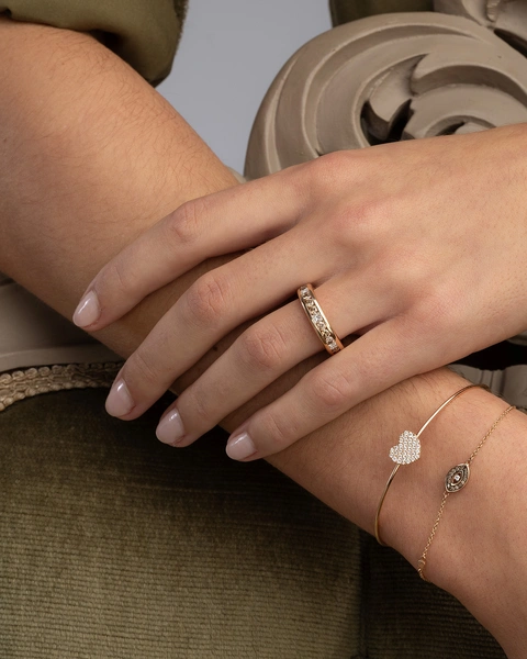 Ring in 18K Rose Gold with Princess and Brown Diamonds