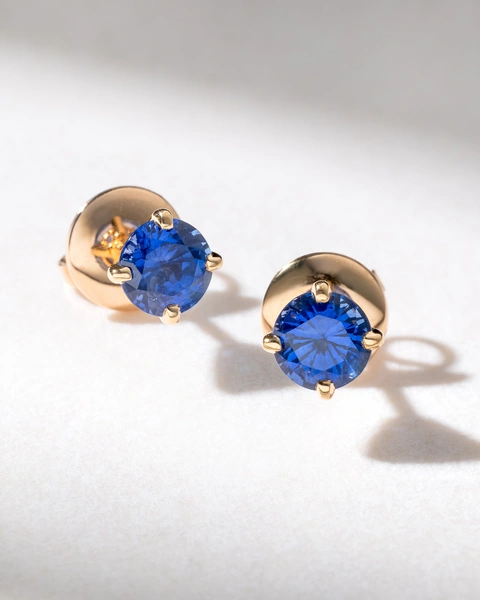 18K Rose Gold Earrings with Blue Sapphires