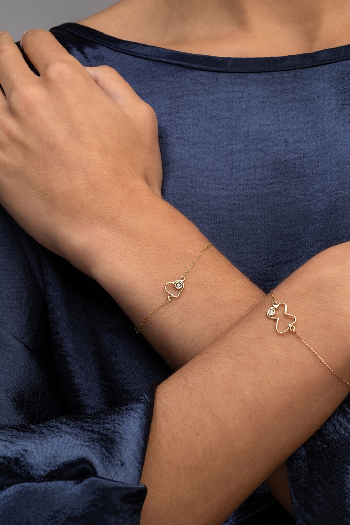 18K Rose Gold Bracelet with Butterfly Pendant with Diamond