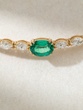18Κ Yellow Gold Chocker Necklace with Marquise Cut Diamonds and an Oval Cut Emerald