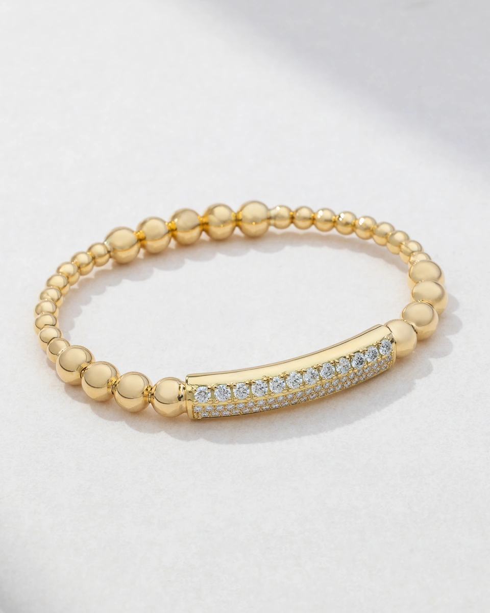 Unique Bracelet in 18K Yellow Gold with Brilliant-Cut Diamonds