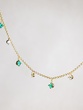 18K Yellow Gold Chain with Brilliant cut Diamonds and Emeralds - Image 2